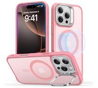 ESR Funda para iPhone 16 Pro MAX, Compatible MagSafe, Funda Protectora Grado Militar, Funda con Soporte Oculto Integrado, Parte Trasera Resistente a Arañazos, Serie Classic, Rosa Transparente