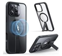 ESR Funda para iPhone 2024 Pro, Soporte Flickstand Ajustable, Protección Militar contra Caídas, Compatible MagSafe, Cubierta Trasera Delgada con Soporte Patentado, Serie Boost, Negro Transparente