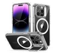 ESR Funda para iPhone 14 Pro, Compatible con MagSafe, Carcasa Magnética Classic Kickstand con HaloLock, Protección Grado Militar, Soporte Anillo Integrado, Resistente Arañazos, Transparente