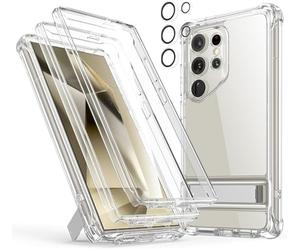 ESR Funda Soporte para Samsung Galaxy S24 Ultra, Armor, Transparente | 3 modos de soporte, con protector de pantalla, con protector de lente, Protección militar contra caídas