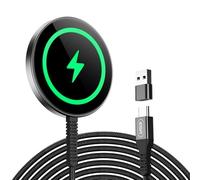ESR HaloLock Mini Cargador Inalámbrico, Cargador Compatible con MagSafe, Compatible Series iPhone 17/16/15/14/13/12, Fuerte Bloqueo Magnético, Cable Nailon Trenzado Reforzado, Negro