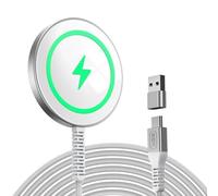 ESR HaloLock Mini Cargador Inalámbrico, Cargador Compatible con MagSafe, Compatible Series iPhone 17/16/15/14/13/12, Fuerte Bloqueo Magnético, Cable Nailon Trenzado Reforzado, Plateado