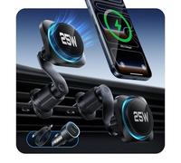 ESR OmniLock Qi2.2 Certificado 25W MagSafe Soporte para coche Cargador con CryoBoost, Función de refrigeración del teléfono móvil, Soporte magnético para Ranura de Ventilación, Giro 360°, Compatible
