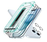 ESR Pack 3+2 para iPhone 15 Plus, Protector de Pantalla Vidrio Templado 9H, Resistente a Roturas, Cobertura Completa, Bandeja de Instalación, 2 Protectores de Cámara