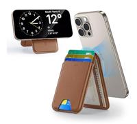 ESR para MagSafe Cartera, Bloqueo RFID, Soporte Ajustable, 5 Tarjetas, Cuero Vegano, Tarjetero para iPhone Series 17/16/15/14/13/12 y Google Pixel 10/10 Pro/10 Pro XL, NO para 13/12 Mini, Marrón