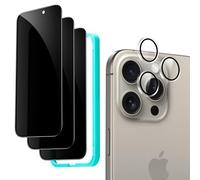 ESR Protector de Pantalla de Privacidad para iPhone 15 Pro Max Set, Cristal Templado Antiespía, Bordes Microcurvados, Compatible Funda, Pack 3 con 1 Set de Protector Individuales para Lentes de Cámara