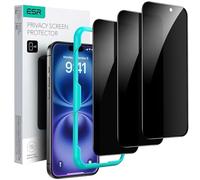 ESR Protector Pantalla con Privacidad para iPhone 16 Plus/iPhone 15 Plus, 3 Unidades, Protector de Pantalla Cristal Templado Antiespía, Herramienta Instalación, Bordes Microcurvos, Compatible Funda
