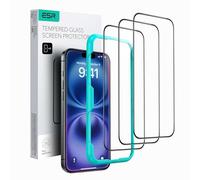ESR Protector Pantalla para iPhone 16/iPhone 15 (3 Unidades), Película Cristal Templado, Herramienta Instalación Fácil, dureza 9H, Grado Militar, Cobertura Total, Transparencia HD, Resistente Arañazos