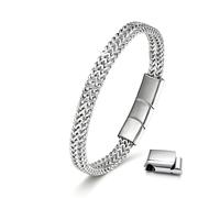 Esrael Pulsera de acero inoxidable para hombre, de color dorado, plateado y negro, con cierre magnético extraíble, no destiñe y firme, regalo para el día de San Valentín, para hombre, de 7,5 a 8