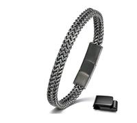 Esrael Pulsera de acero inoxidable para hombre, de color dorado, plateado y negro, con cierre magnético extraíble, no destiñe y firme, regalo para el día de San Valentín, para hombre, de 7,5 a 8