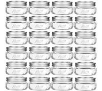 Esrentle Tarros Mason de boca ancha de 8 onzas, paquete de 24 tarros de vidrio de 8 onzas con tapas y bandas herméticas, tarros de conservas de media pinta para encurtidos, preparación de comidas,