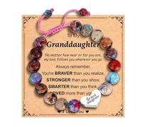 Esrial Regalos para nieta e hija, pulsera de cuentas de piedra natural con corazón para niñas, regalos de San Valentín, cumpleaños, Pascua, para niñas, hija, nieta, 6in, Piedra, Sin piedra preciosa