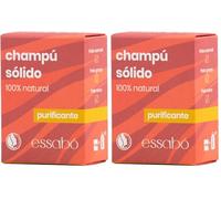 ESSABO - Champú Sólido Purificante - 100% Natural - Base de Manteca de Aceite de Granada y Arcilla Roja - Elaborado Artesanalmente - Apto para Niños y Pieles Sensibles - Sin Alérgenos - 100 g