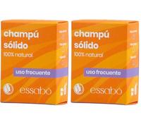 Essabó - Champú Sólido uso frecuente- 100% Natural - Base de Manteca de Mango y Aceite de Ricino - Elaborado Artesanalmente - Apto para Niños y Pieles Sensibles - Sin Alérgenos - 100 g (Paquete de 2)