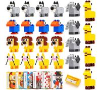 ESSALOO Regalos Cumpleaños Niños Colegio, 24 Bloques Sacapuntas de Animales para Detalles Cumpleaños Niños & Regalitos Cumpleaños Invitados