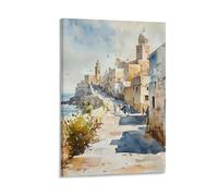 Essaouira - Cuadro de acuarela de Marruecos, arte de pared, impresión de viaje, póster de ciudad, regalo de boda, regalo de cumpleaños, decoración del hogar, marco de 50 x 75 cm