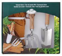 Esschert Design 3er Set Gartenset Paleta Flor Handgabel Guantes de Cuero Regalo