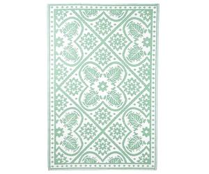Esschert Design - Alfombra Rectangular para Exteriores, Color Verde y Blanco