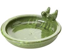 Esschert Design FB489 - Baño de cerámica para pájaros Verdes, 4.3 x 12.9 x 12.1 Pulgadas