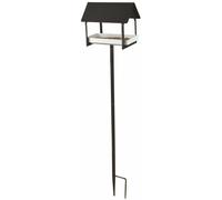 Esschert Design Forrado Casa Stand Pájaro Homes Soporte Gris Blanco Metal Mango