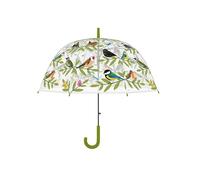Esschert Design Pájaros paraguas transp., blanco | Paraguas transparente, apertura manual, resistente al viento, uso diario, visibilidad óptima, diseño de pájaros