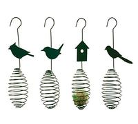 Esschert Design - Plumín para alimentar pájaros en espiral, soporte para pelota de alimento, bola de alimento, surtida, 1 pieza, aprox. 11 cm x 7,5 cm x 35 cm. verde