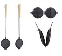 Esschert Design Waffeleisen De Gusseisen Con Mango Largo De Madera Para Fuego