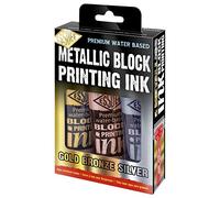 Essdee Paquete de 3 tintas de impresión en bloque metálico (oro metálico, plata, bronce)