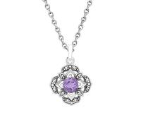 Esse Collar floral de marcasita de plata de ley Art Nouveau con amatista y marcasita, Gema