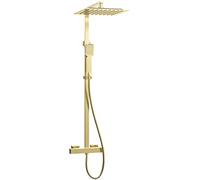 Essebagno Columna de ducha Quartos 300 en oro cepillado con termostato
