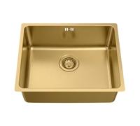Essebagno Inoxa 1 fregadero solo acero inoxidable 54x44 oro cepillado