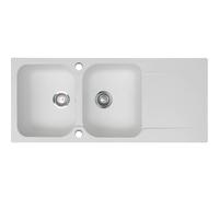 Essebagno Lisse fregadero reversible 2 cubetas 1 escurridor en resina blanca