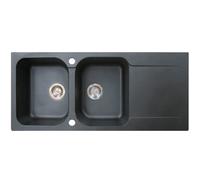 Essebagno Lisse fregadero reversible 2 cubetas 1 escurridor en resina negra