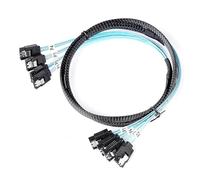 ESSEIEIE 4/6/8 SATA a sata 4,0 7p Hembra 90/180 Grados con Malla Trenzada for Servidor Ordenador Host SSD Cable Adaptador de Disco Duro(50cm,4SATA to 4SATA 180D)