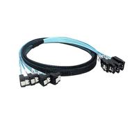 ESSEIEIE 4/6/8 SATA a sata 4,0 7p Hembra 90/180 Grados con Malla Trenzada for Servidor Ordenador Host SSD Cable Adaptador de Disco Duro(50cm,4SATA to 4SATA 90D)