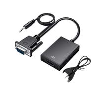 ESSEIEIE Cable Adaptador HD 1080P VGA a HDMI con Salida de Audio 3,5mm + convertidor a Alimentado por USB for PC, portátil y proyector HDTV