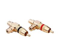 ESSEIEIE Conector RCA Macho a Hembra, Divisor de 3 vías Tipo T for Audio AV y Adaptador convertidor vídeo, Enchufe, 2 uds