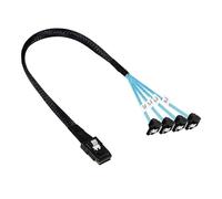 ESSEIEIE Mini SAS Interno SFF-8087/SFF8643 SlimSAS SFF8654 Host for apuntar a 4 SATA 3,0 Disco Duro Placa Base Servidor Datos Fanout Raid Cable(1m,8087 to 4SATA Elbow)