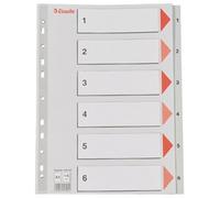 Esselte 100104 separadores de plástico grises | 6 pestañas | 11 agujeros