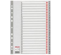 Esselte Índice para carpetas multitaladro 100108 – PP DIN A4, cartulina índice 1-31, gris