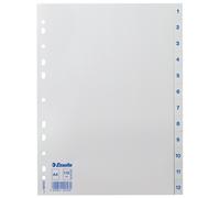 Esselte 100153 separadores de plástico blancos | 12 pestañas | 11 agujeros