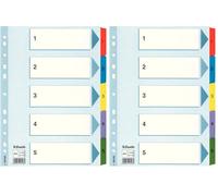 ESSELTE 100160 - Indice para carpetas multitaladro cartón MYLAR DIN A4 con cartulina índice color 1-5 multicolor (Paquete de 2)