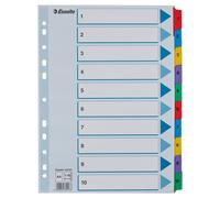 Esselte 100161 A4 1-10 Index, Heavy Duty Cardboard with Mylar Reinforced Tabs, B
