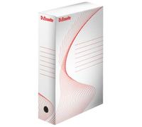 Esselte, 128003 - Cajas para archivos, lomo de 8 cm, 10 unidades, blanco/rojo