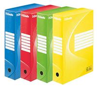 Esselte 128403 - Pack de 10 Cajas de Archivo Standard A4 para Archivadores 75/80 mm, Cartón Ondulado Reciclado, Almacenaje Horizontal o Vertical, Colores Surtidos
