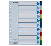 ESSELTE 15261 - Separadores para carpetas PP con cartulina índice color 10 pestañas DIN A4