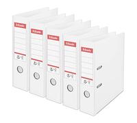 Esselte 162510 - Archivadores para hojas A4 (con palanca, 5 unidades), color blanco Lomo 75 mm