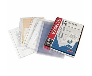 ESSELTE 2530 - Fundas portadocumentos PVC con refuerzo 80 micras (caja 100 ud.) Folio. 16 taladros