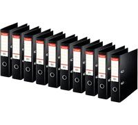 Esselte 320250 - Pack de 10 Archivadores de Palanca Standard, Negro, Lomo de 75 mm, A4, PP, 29 x 7,2 cm, 2 Agujeros, 10 Unidades, Capacidad para 550 Hojas, con Portaetiquetas Personalizable
