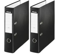 Esselte 42304 - Archivador de Palanca de PP de Plástico Forrado, Tamaño Folio, Negro, Anchura Lomo: 75 mm, 1 Unidad, Capacidad de 500 Hojas A4 (Paquete de 2)